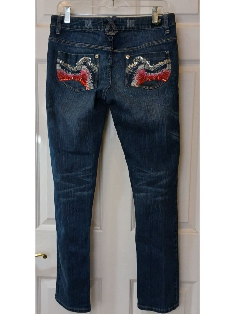Akademiks Womens Sz 8 Embellished Skinny Jeans Sequin Back Pockets Dark Wash *N3 - Picture 15 of 15